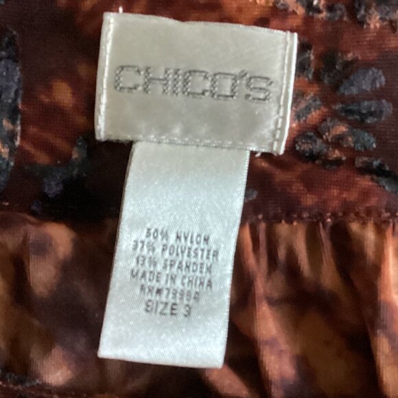 Chico's Sheer Flocked Velvet Floral BOHO Peasant Top (XL/16) #81B - Picture 6 of 7